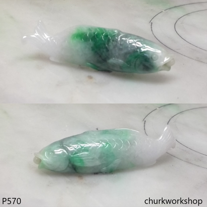 Reserved for Julie   Jade Koi fish pendant