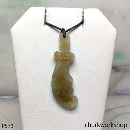 Light green with red blade jade pendant