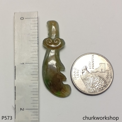 Light green with red blade jade pendant