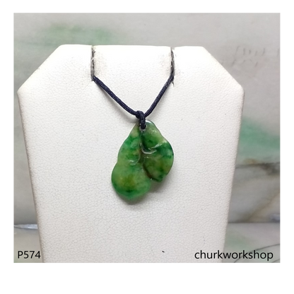Small jade double peas pendant