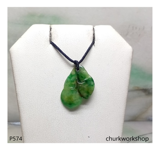 Small jade double peas pendant