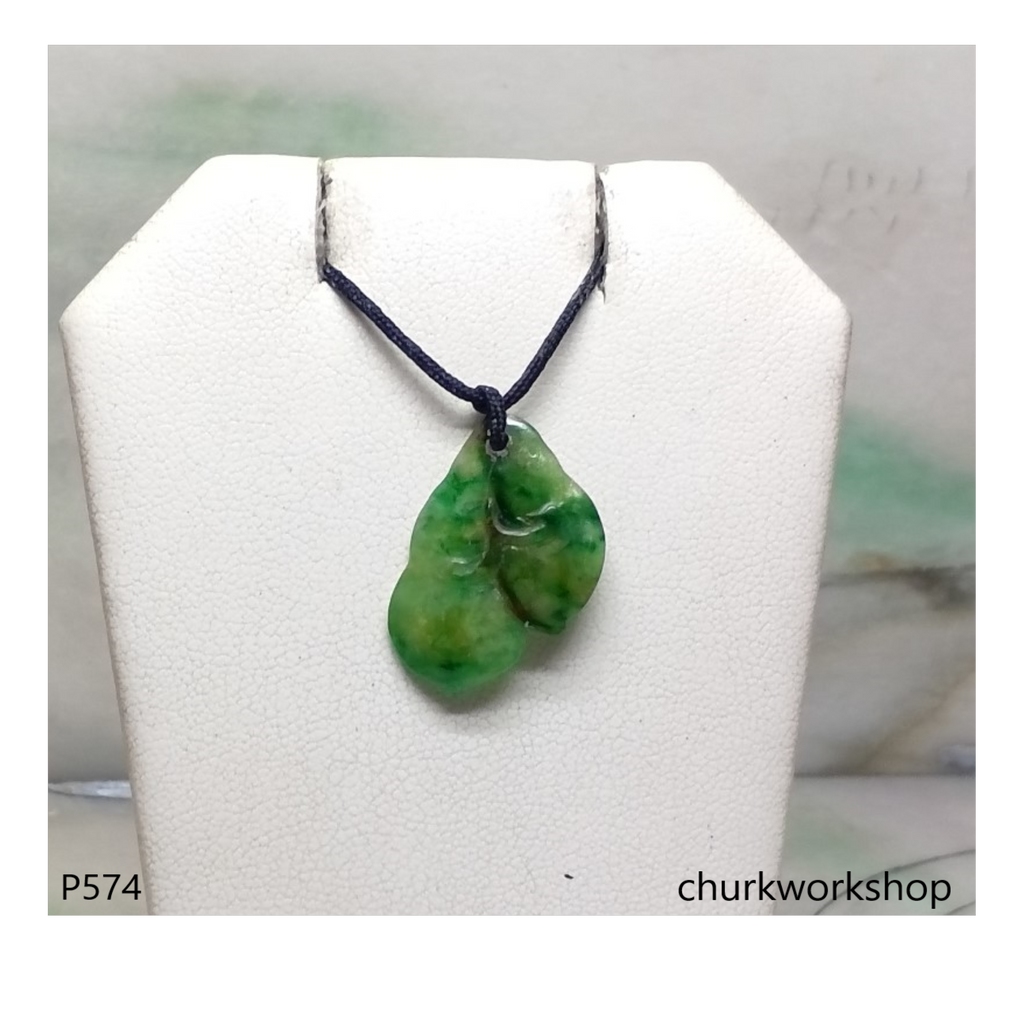 Small jade double peas pendant