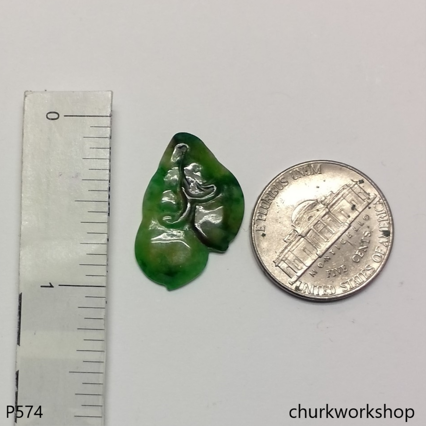 Small jade double peas pendant