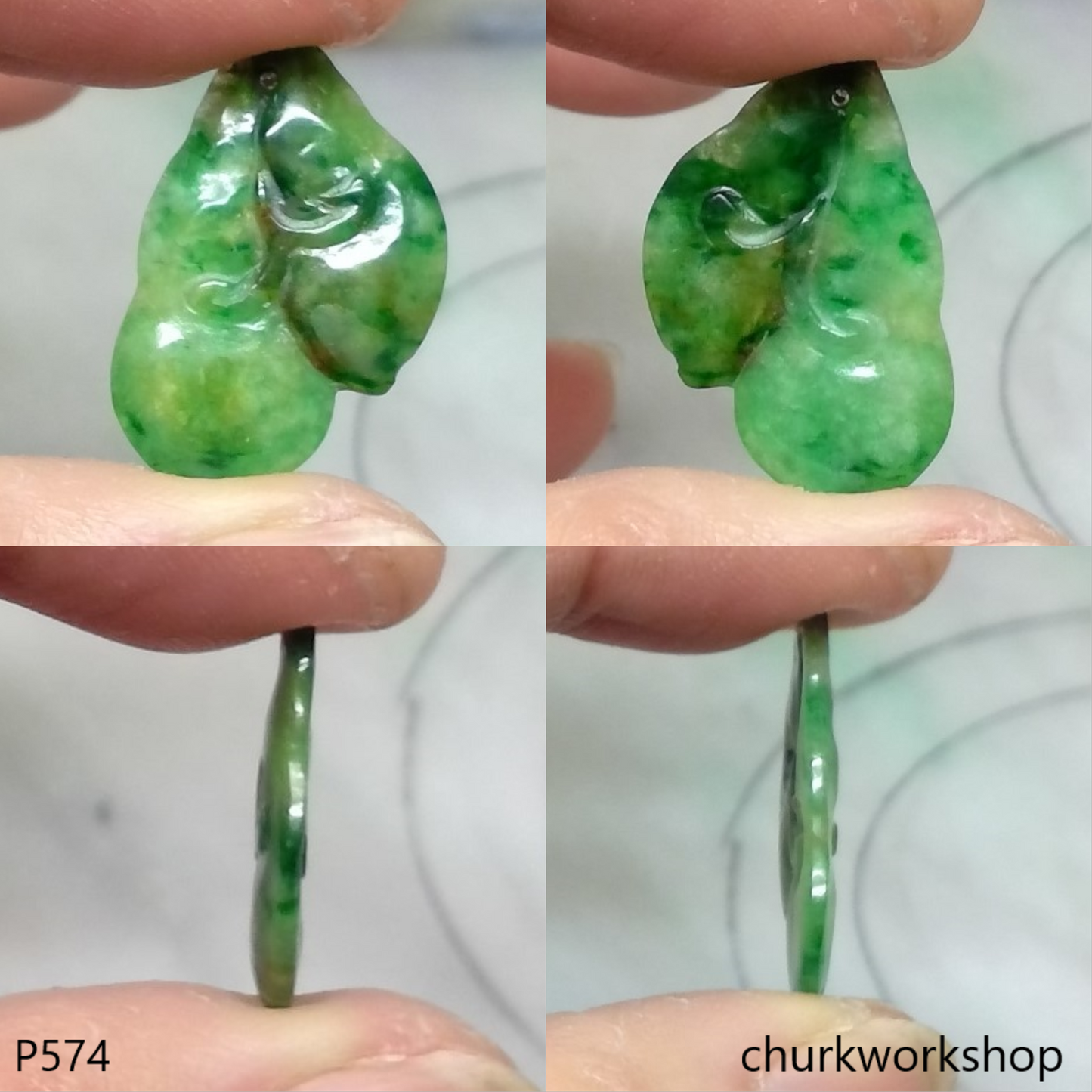 Small jade double peas pendant