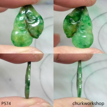 Small jade double peas pendant