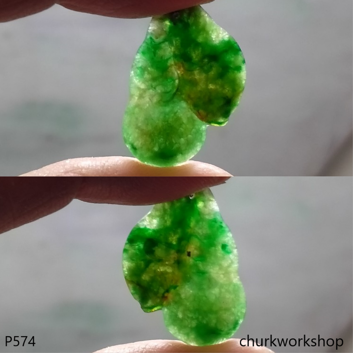 Small jade double peas pendant