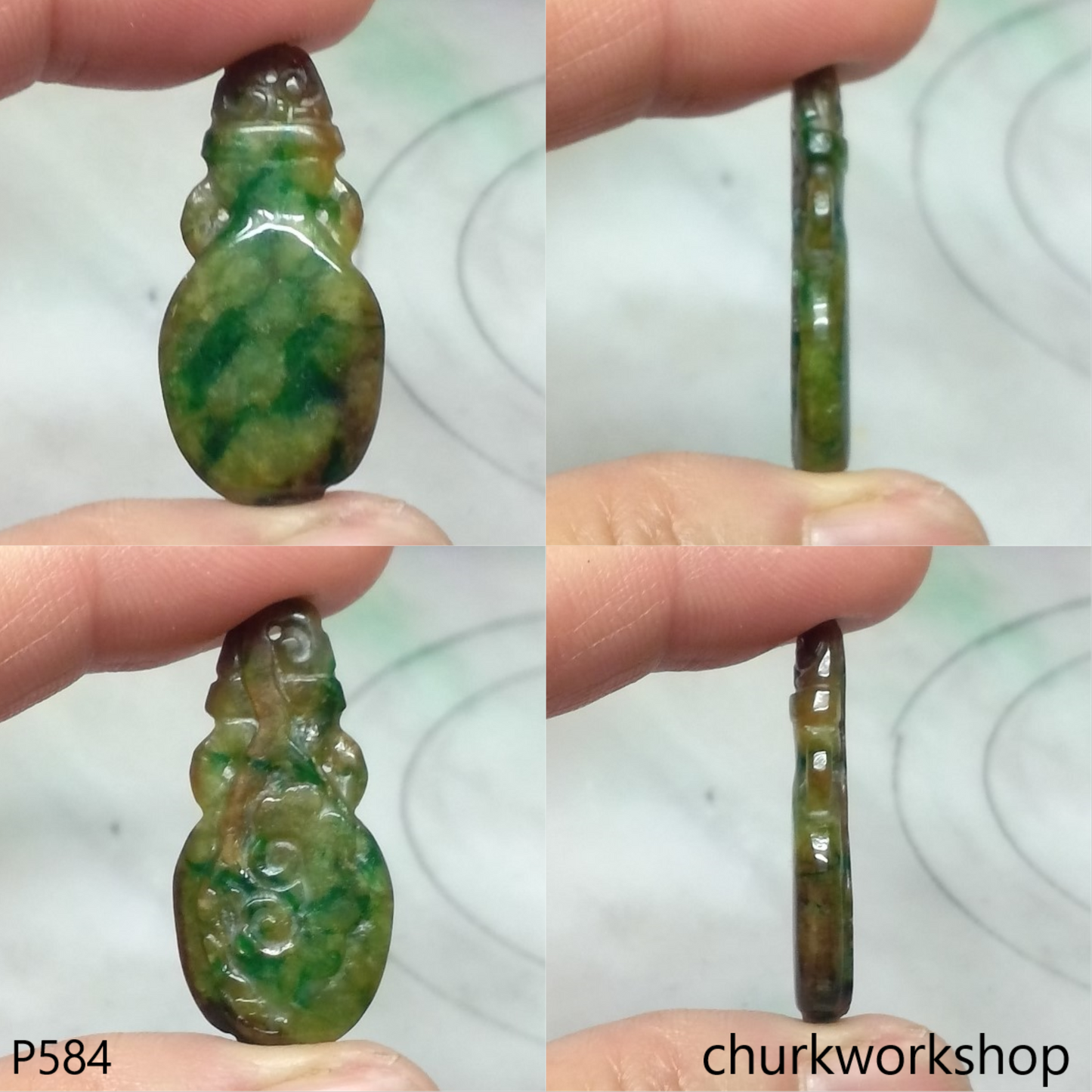 Multi-color jade carved pendant