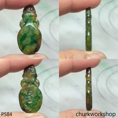 Multi-color jade carved pendant