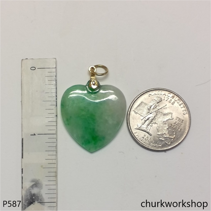 14k jade heart pendant