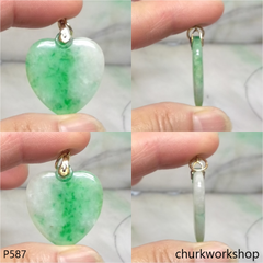 14k jade heart pendant