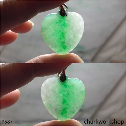 14k jade heart pendant
