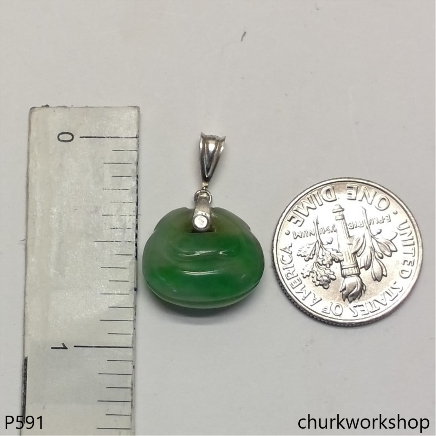 Jade Buddhist Muyu（木魚） pendant