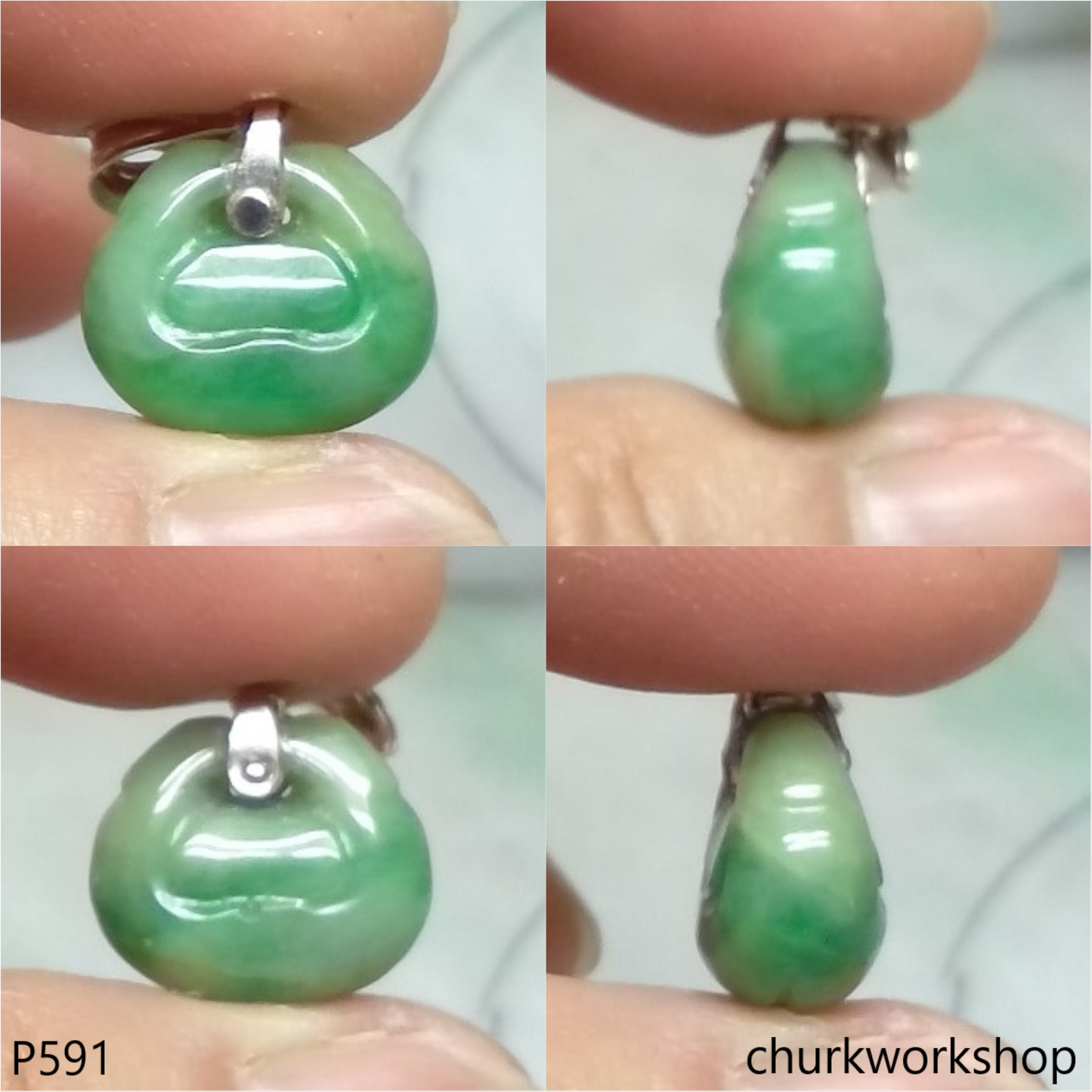 Jade Buddhist Muyu（木魚） pendant