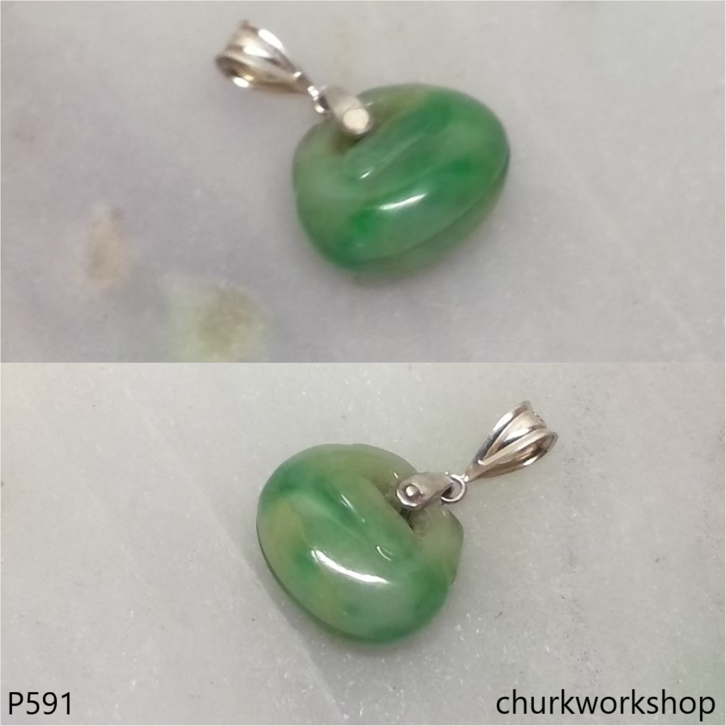 Jade Buddhist Muyu（木魚） pendant