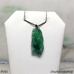 Dark green jade fish pendant