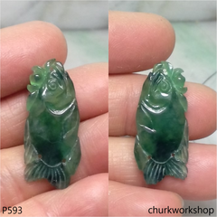 Dark green jade fish pendant