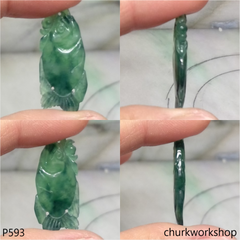 Dark green jade fish pendant