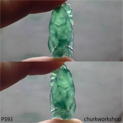 Dark green jade fish pendant