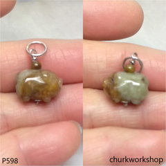 Small jade pig pendant with silver bail