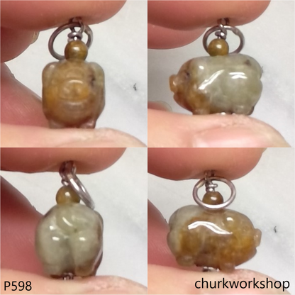 Small jade pig pendant with silver bail