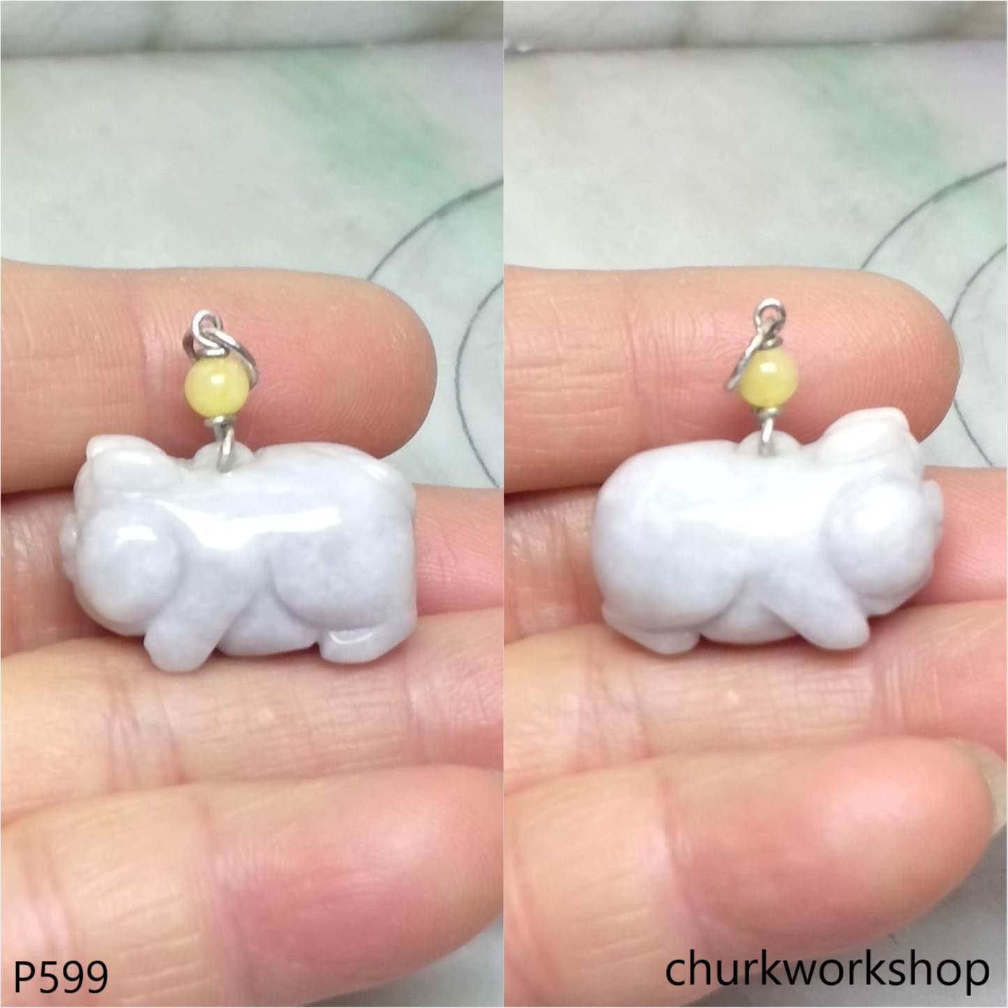Lavender jade pig pendant