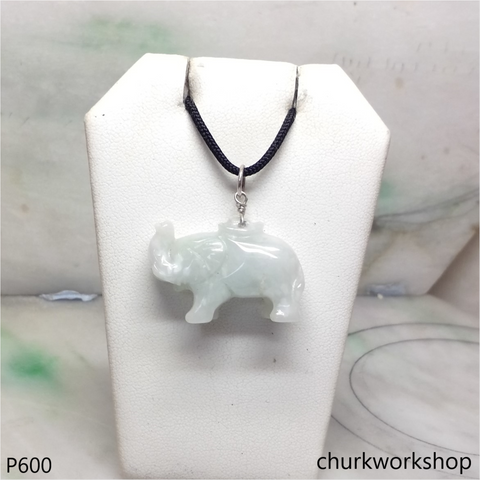 Jade elephant pendant with silver bail