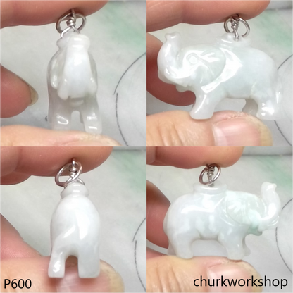 Jade elephant pendant with silver bail