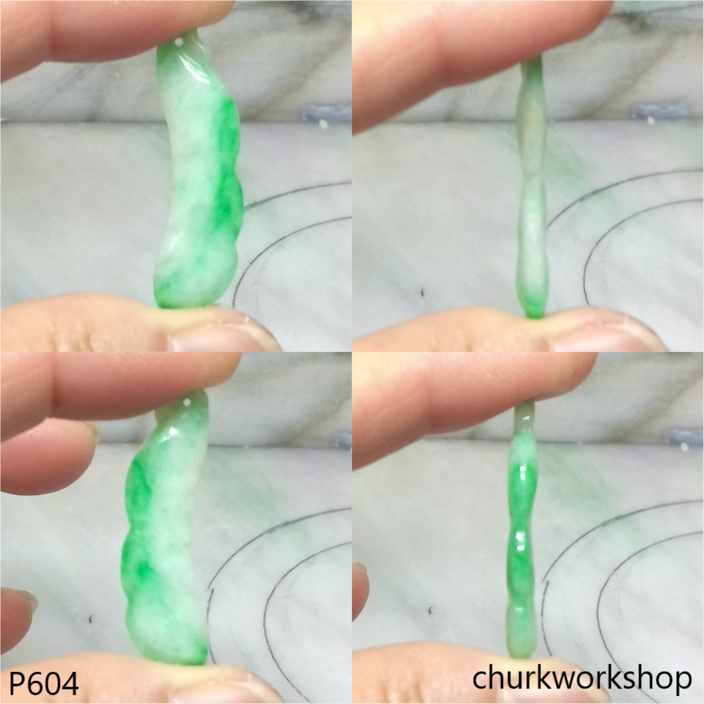 Apple green small jade bean pendant