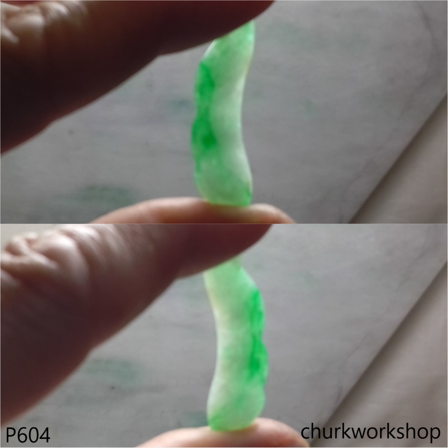 Apple green small jade bean pendant