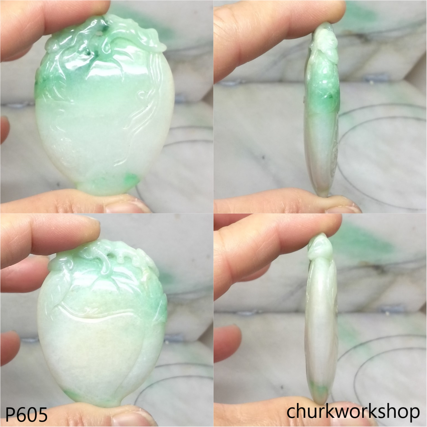 Reserved for Edmund     Large jade peach pendant