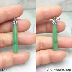 Green jade bar pendant