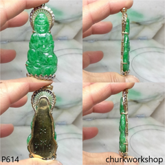 18K gold green jade lady Buddha