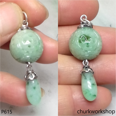 Light green carved jade bead pendant