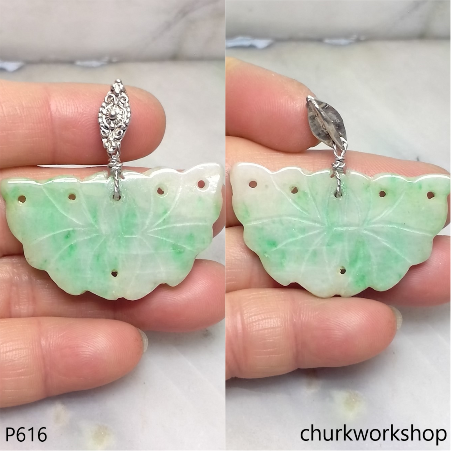 Light green jade carved pendant