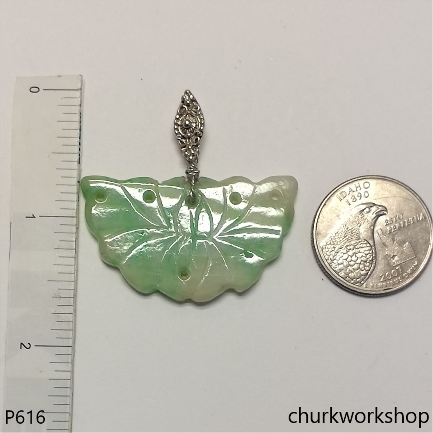 Light green jade carved pendant
