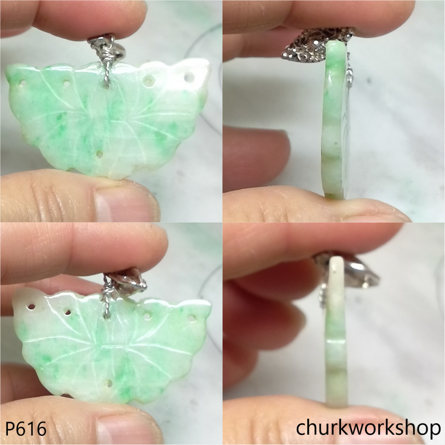 Light green jade carved pendant