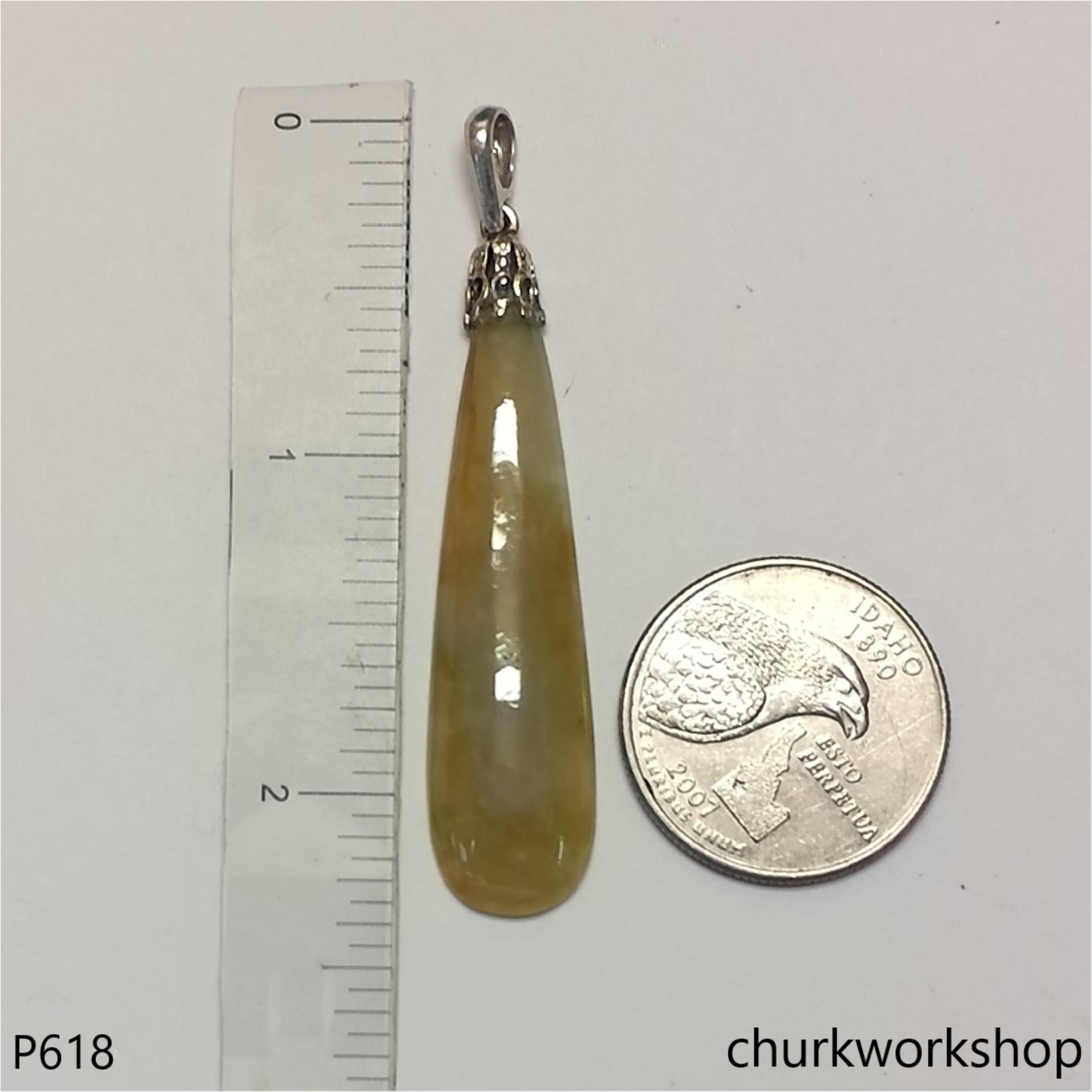Yellowish color flat rain drop pendant