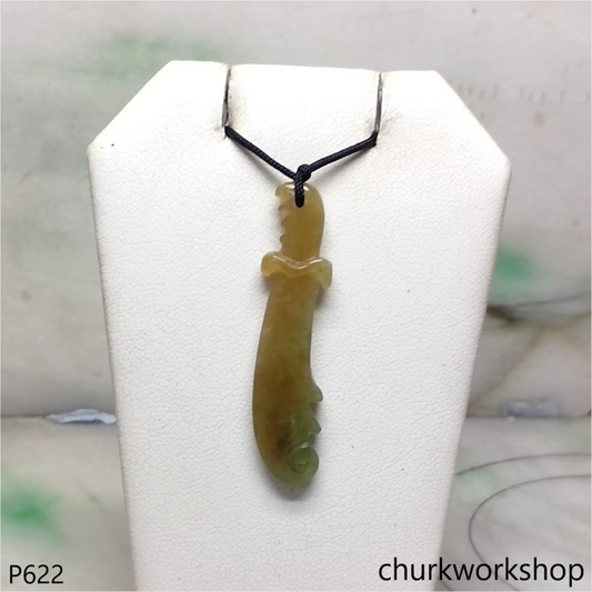 Red jade sword pendant