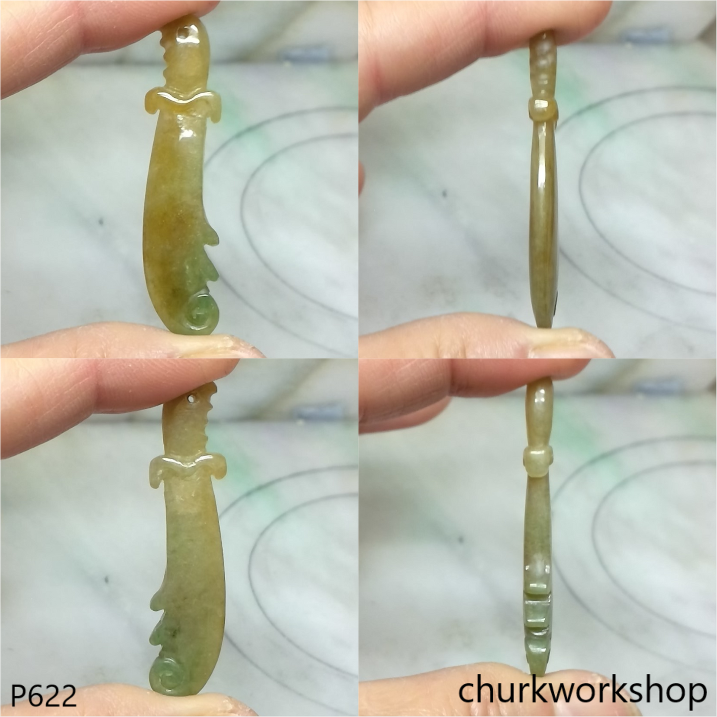 Red jade sword pendant