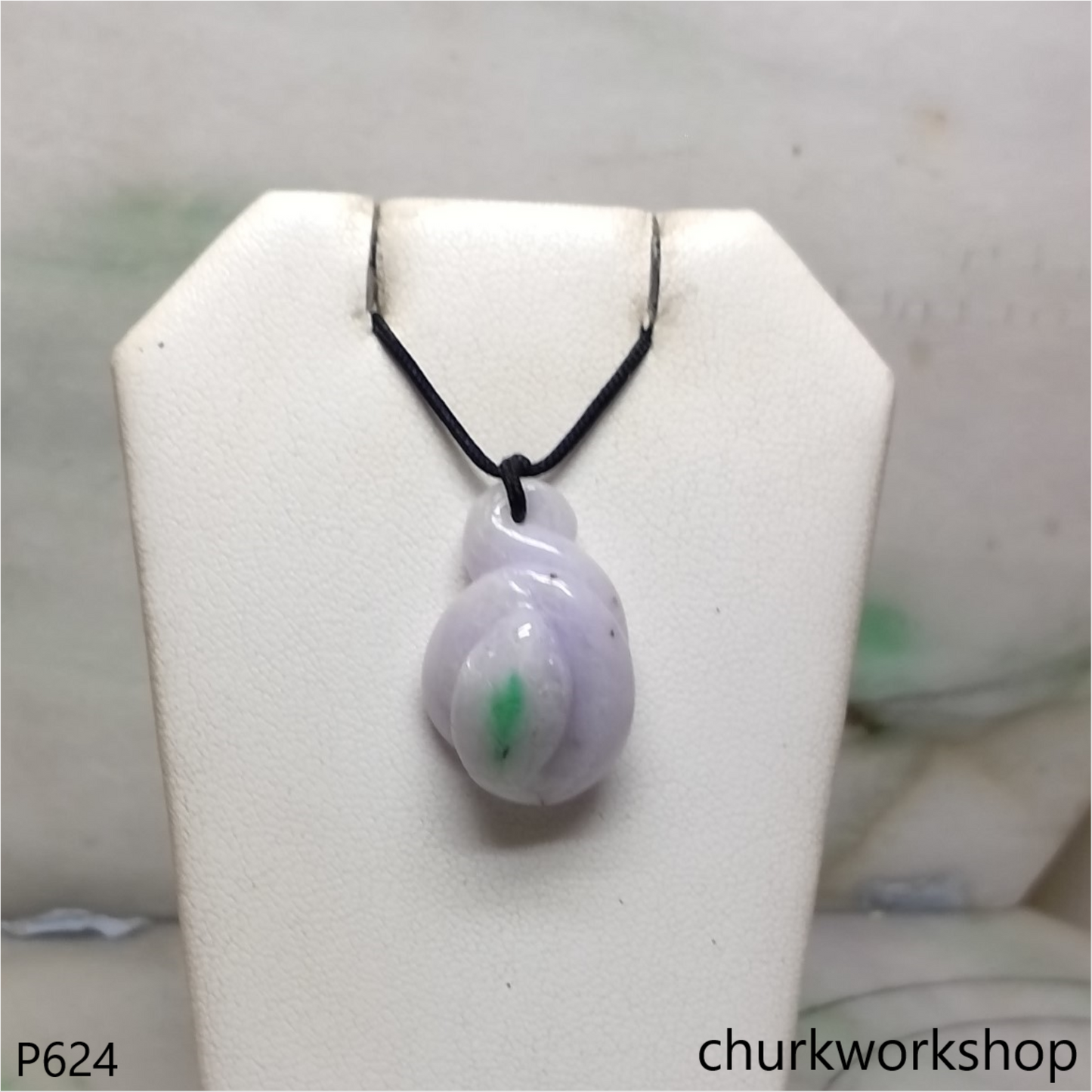 Lavender jade snake pendant