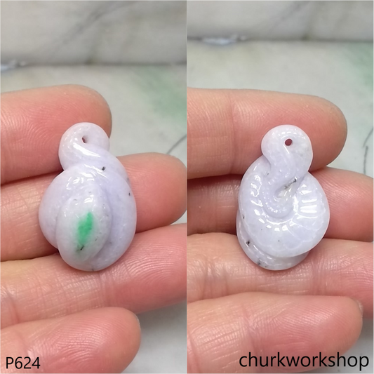 Lavender jade snake pendant
