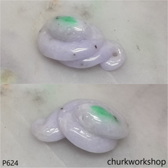 Lavender jade snake pendant