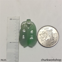 Light green double jade bean pendant with bail