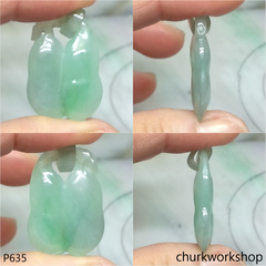 Light green double jade bean pendant with bail