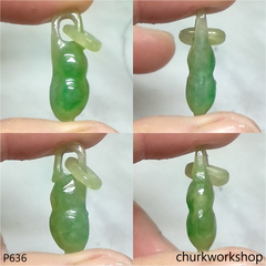 Jade bean pendant with bail connected