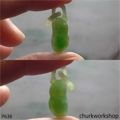 Jade bean pendant with bail connected