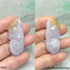 Lavender jade double peaches pendant