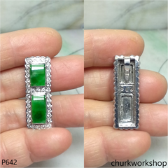 14K white gold green jade pendant