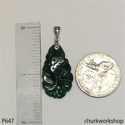 Dark green Lotus leaf pendant
