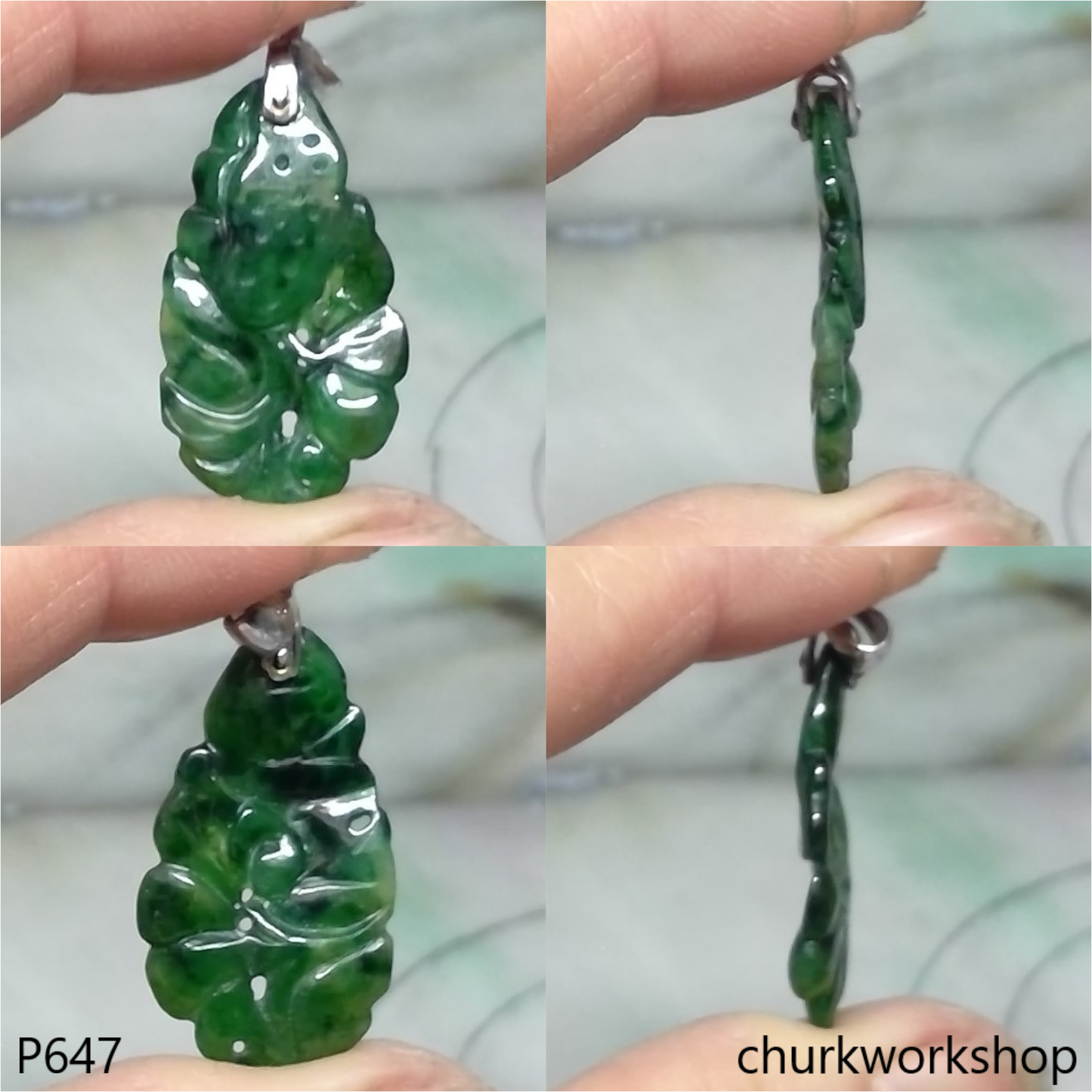 Dark green Lotus leaf pendant